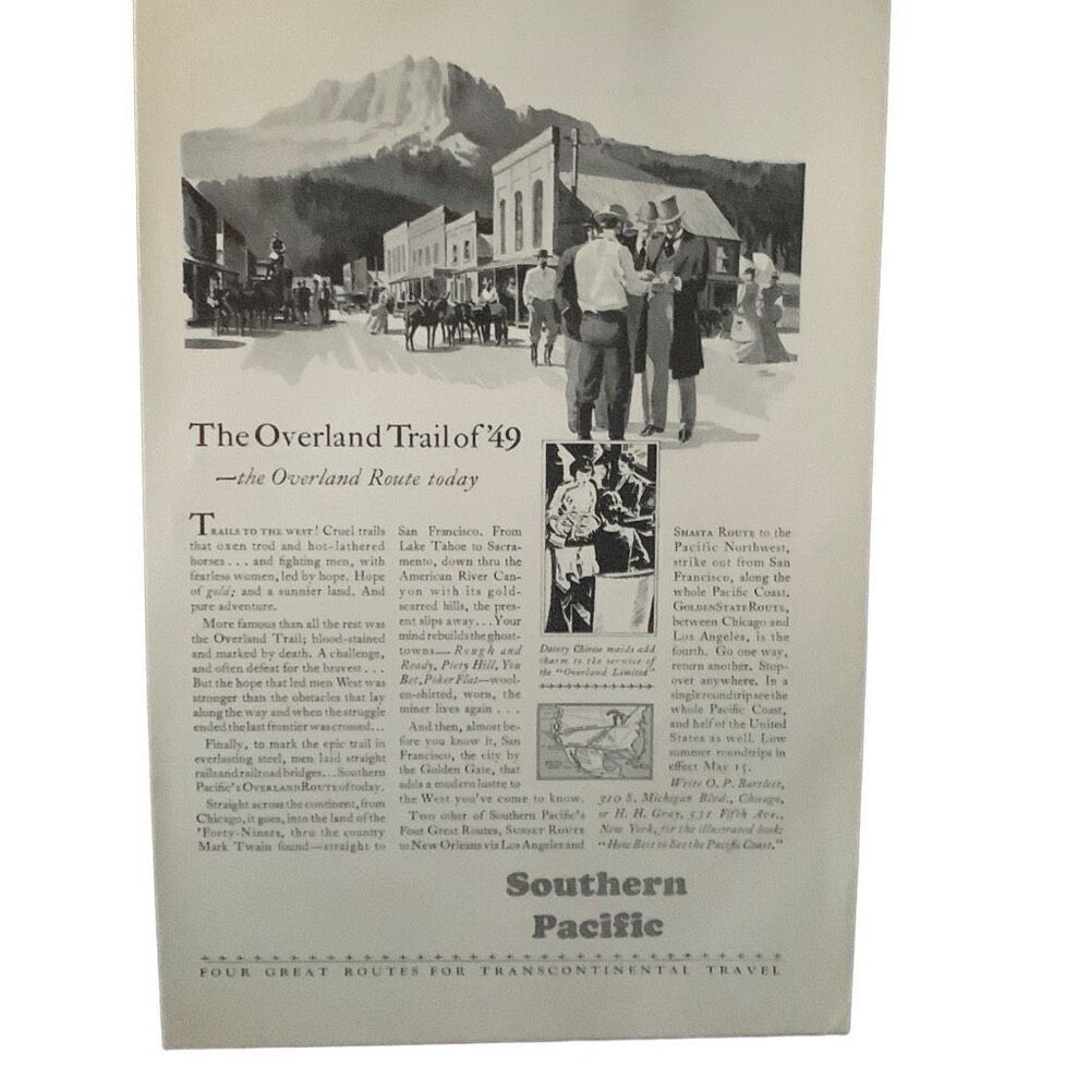 Vintage 1930 Southern Pacific Overland Trail Ad Advertisment